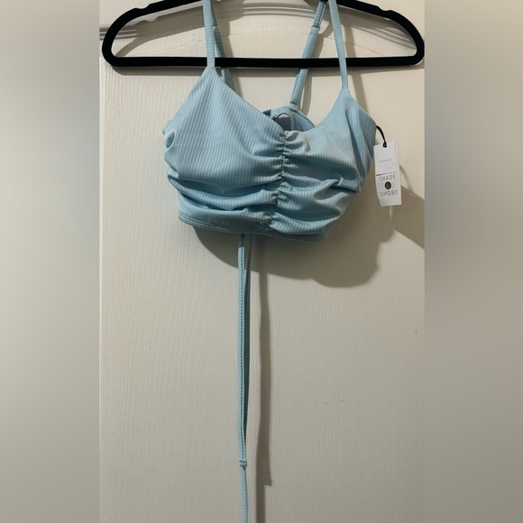 Women's Ribbed Longline Underwire Bikini Top - Shade & Shore Blue 34C - Picture 1 of 3